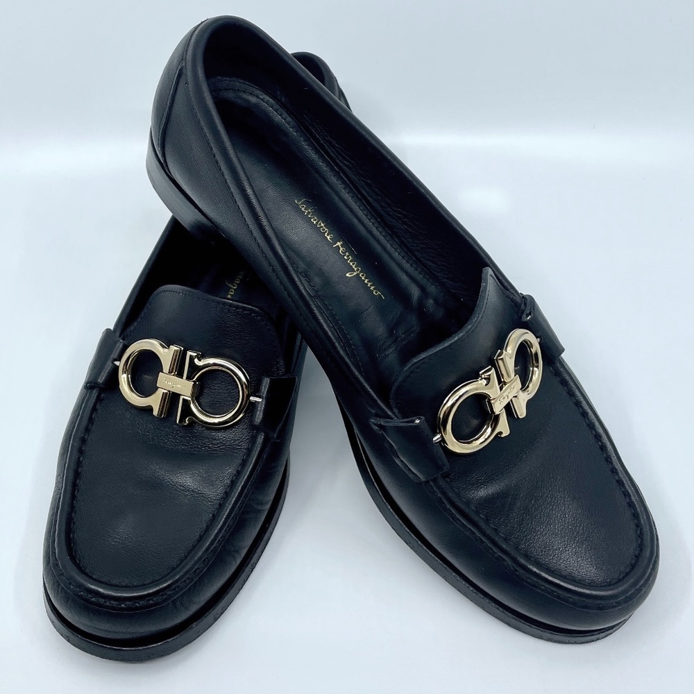 Salvatore Ferragamo Rolo Reversible Leather Penny Loafers, Size 7C